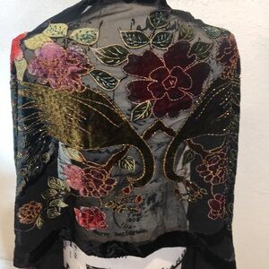 Beaded vintage peacock shawl